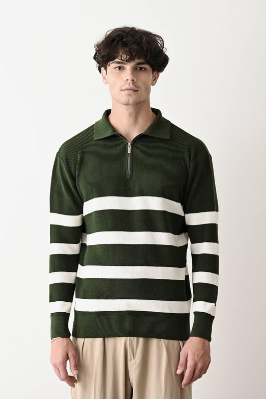 Sweater green white